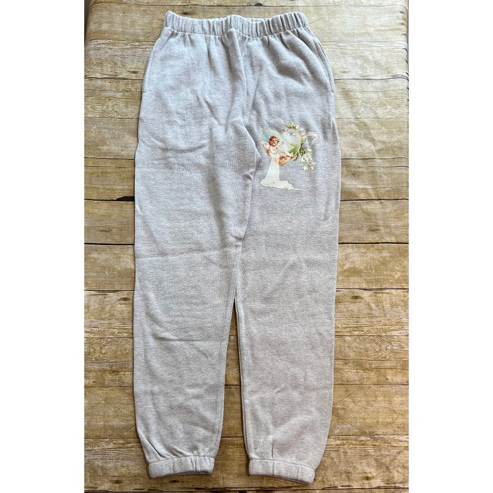 Boys Lie Heather Gray Track Joggers with Angel Patch